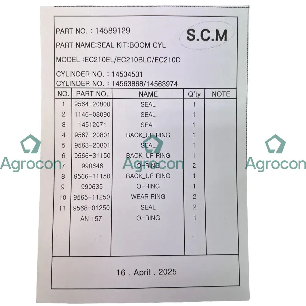 Packningssats | 14589129 14515051 Hydraulcylinder