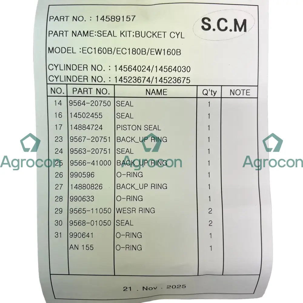 Packningssats | 14589157 14519504 Hydraulcylinder