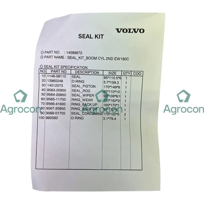 Packningssats | 14589672 14558613 Hydraulcylinder