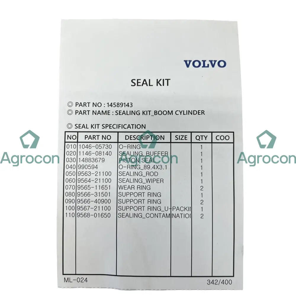 Packningssats bomcylinder | 14513726 14589143 Hydraulcylinder