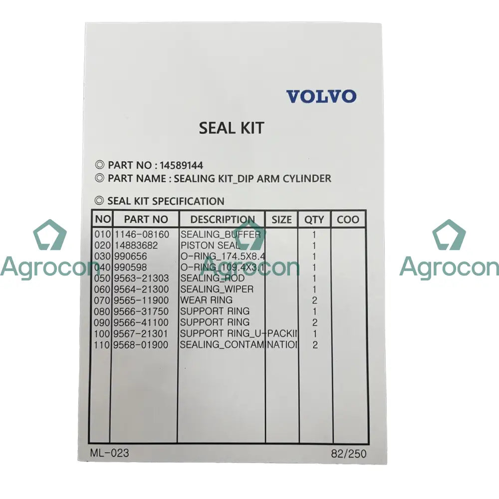Packningssats skaftcylinder | 14513727 14589144 Hydraulcylinder