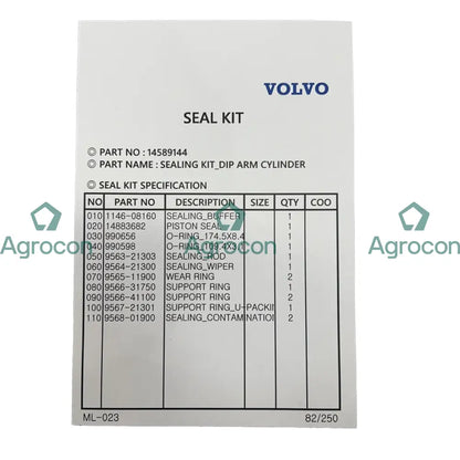 Packningssats skaftcylinder | 14513727 14589144 Hydraulcylinder